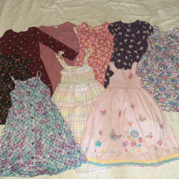 Lot of 9 kids dresses Floral sleeveless long maxi short sleeve-GIRLS SIZE L 10 - Picture 5 of 5